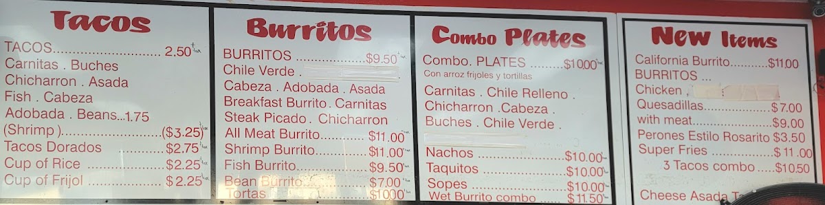 Tacos Omanas Menu - Image 1